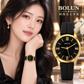 ساعت زنانه بولان BOLUN بند سلیکون نگین دار طلایی