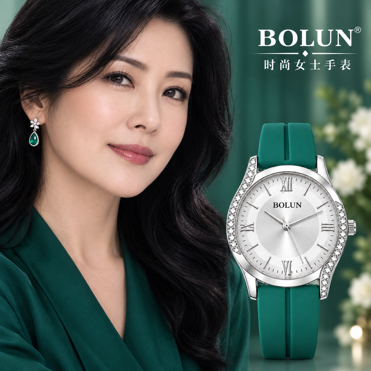 ساعت زنانه بولان BOLUN بندژله نگین دار صادراتی