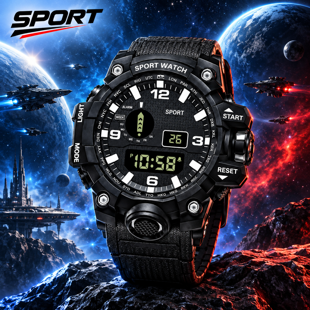 ساعت دیجیتال sport مدل صادراتی مشکی خاص