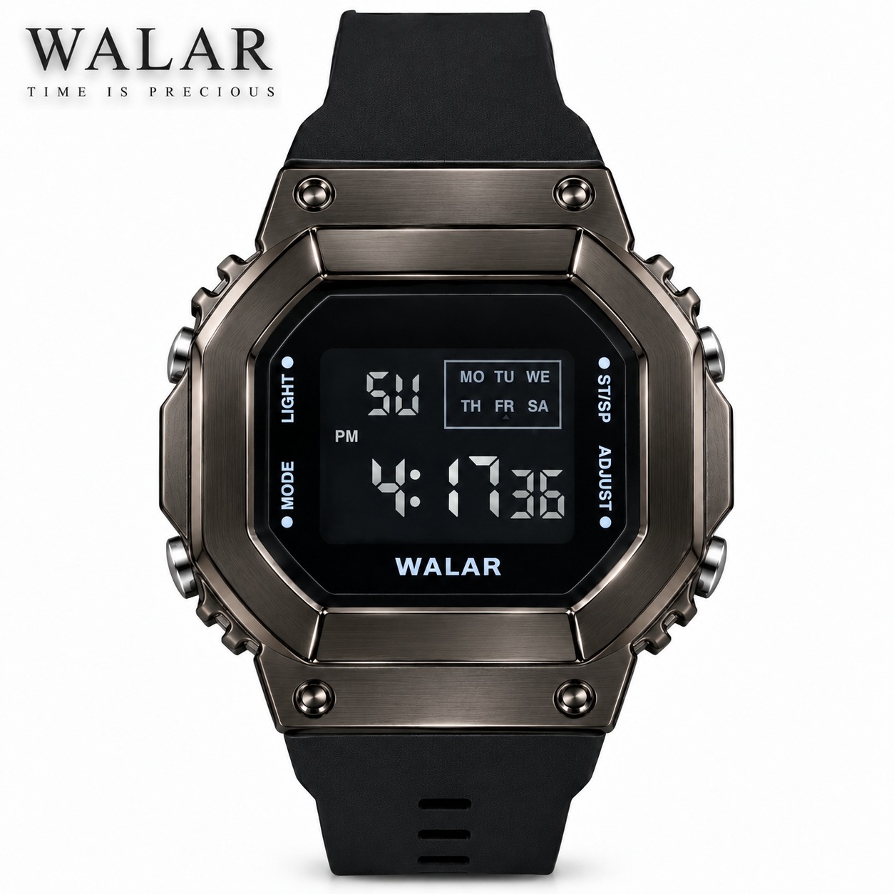 ساعت دیجیتال والار walar رنگ کربنی خاص