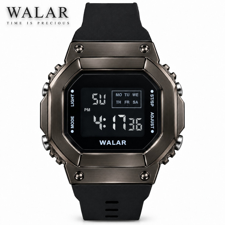 ساعت دیجیتال والار walar رنگ کربنی شیک زیبا