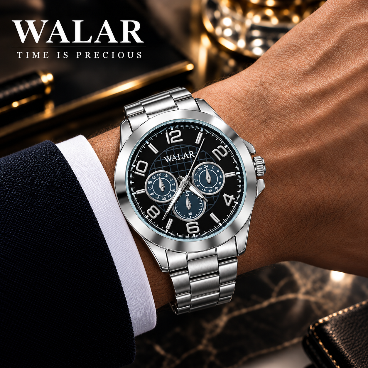 ساعت والار walar صادراتی نقره ای خاص