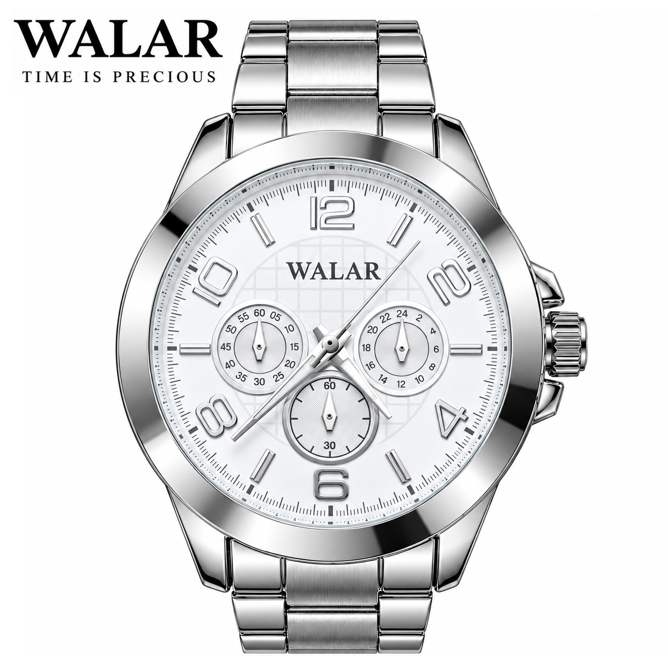 ساعت والار walar صادراتی نقره ای