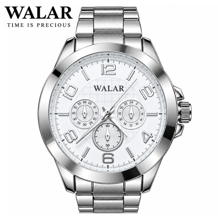 ساعت والار walar صادراتی نقره ای