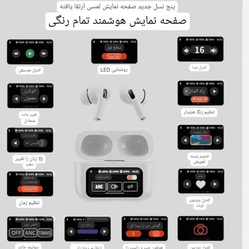 ایرپاد پرو ANC/ENC A9PRO مانیتور دار ضدآب گیمینگ بیس بالا لمسی