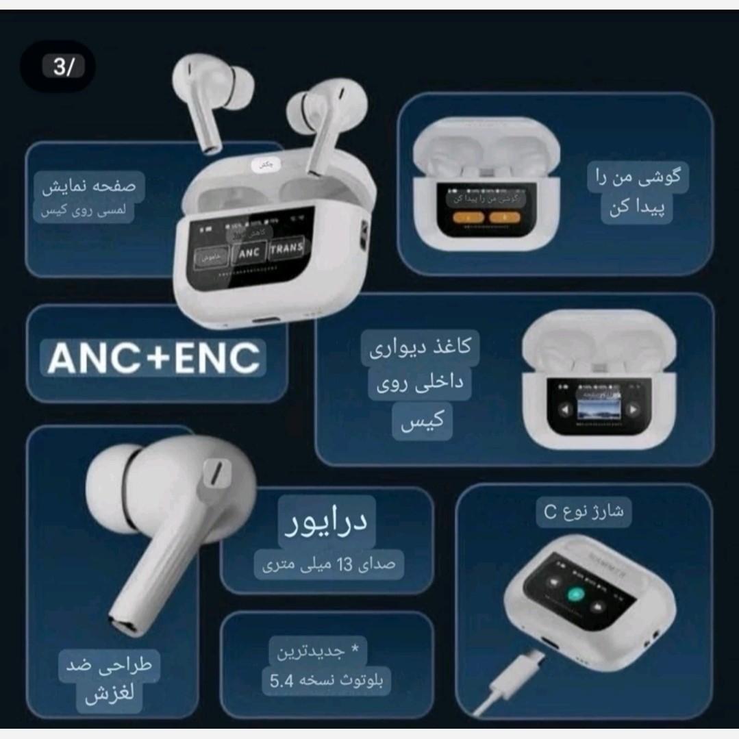ایرپاد A9 PRO مانیتوردار ANC-ENC نویزکنسلینگ فعال ورژن 2026