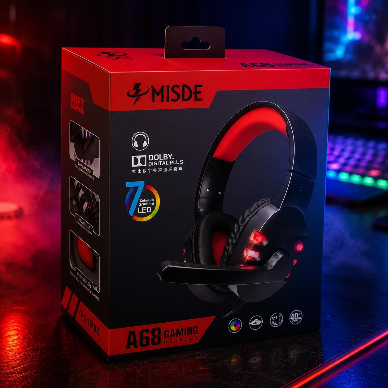 هدفون گیمینگ حرفهای با صدای استریو، میکروفون نویزگیر و نورپردازی RGB