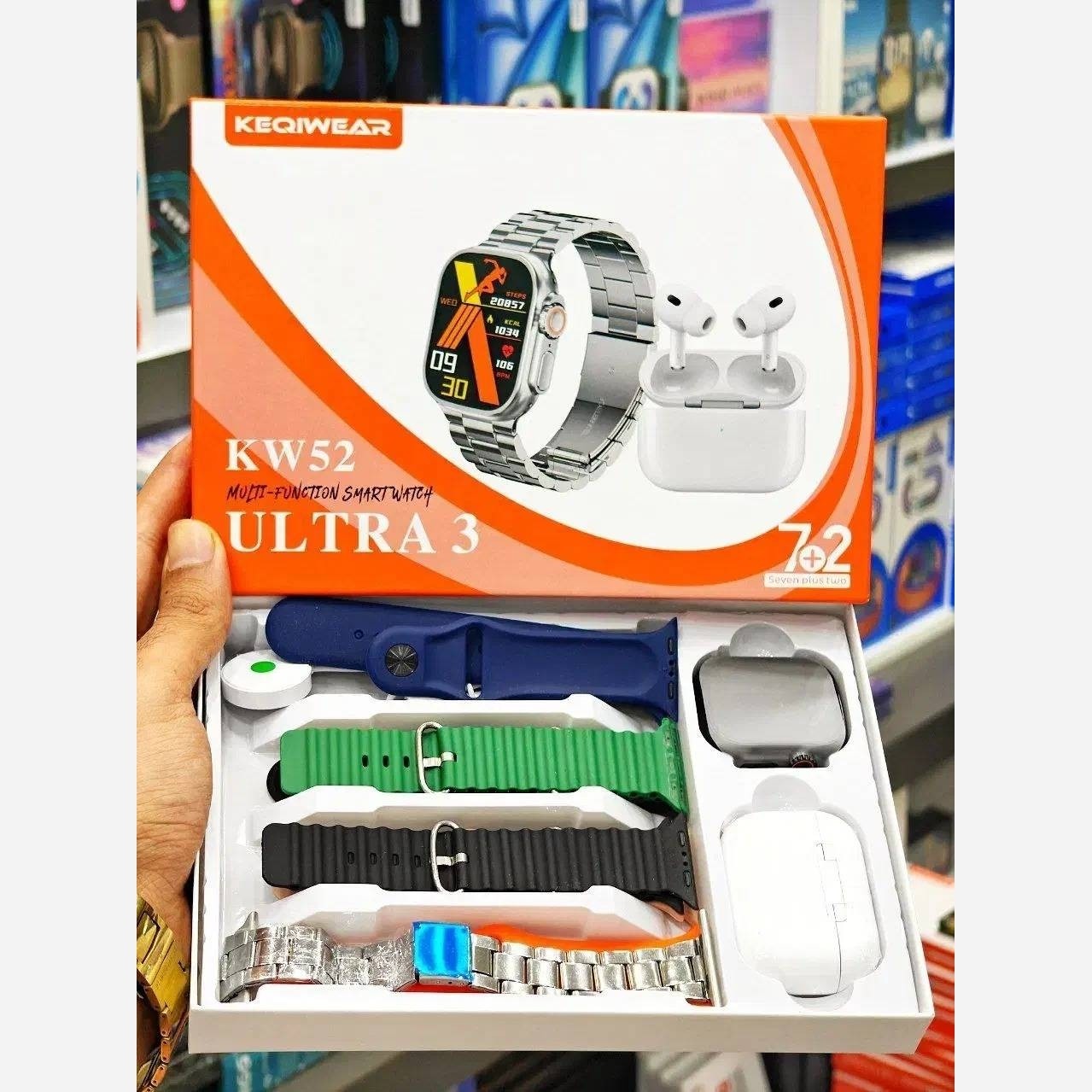 ساعت هوشمند KW53 MAX پک کامل با ایرپاد پرو2 و 7 بند مجلل