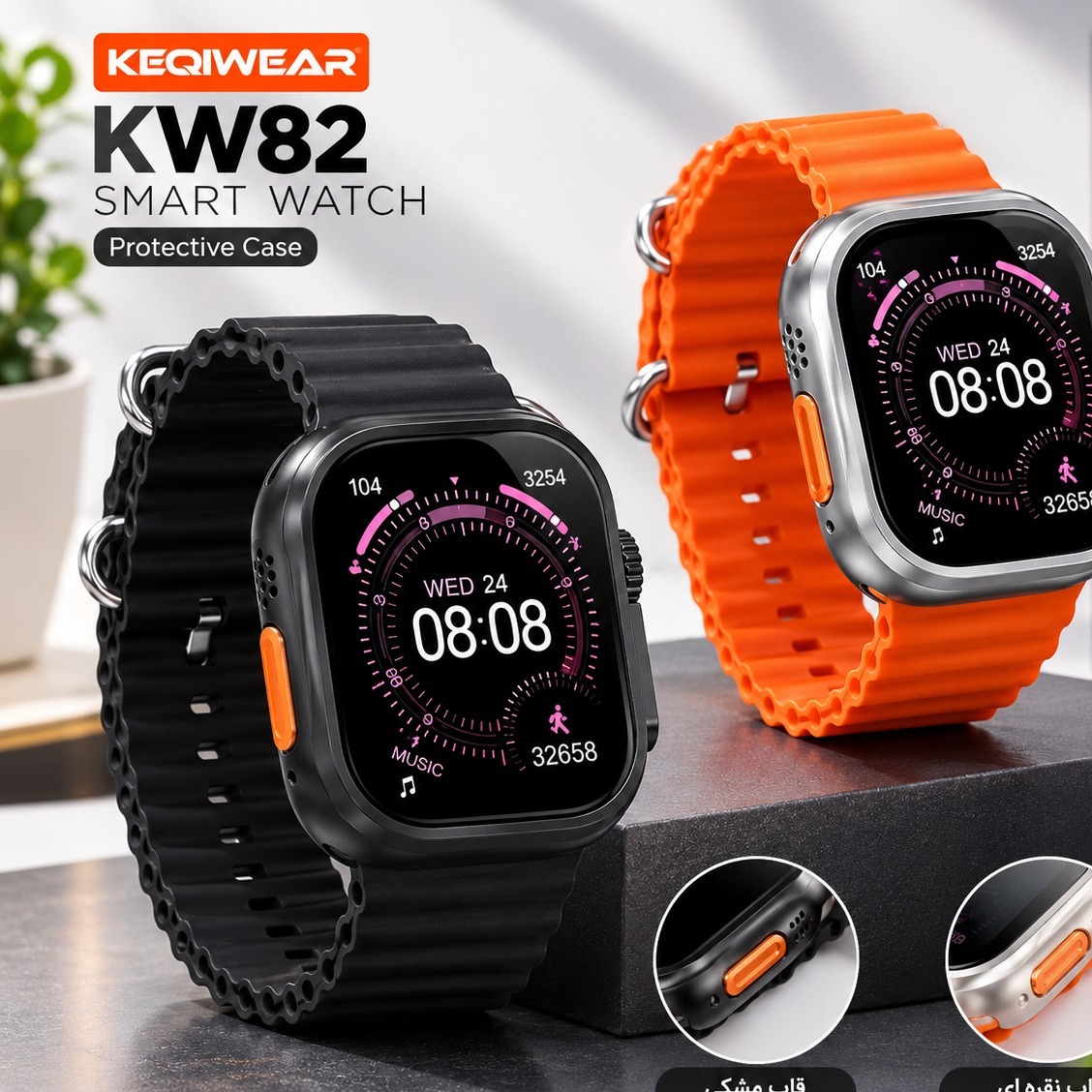 ساعت هوشمند طرح اپل واچ مدل KW82