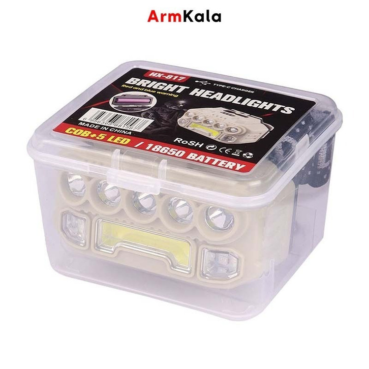 چراغ پیشانی شارژی COB سنسوردار مدل HX-817S