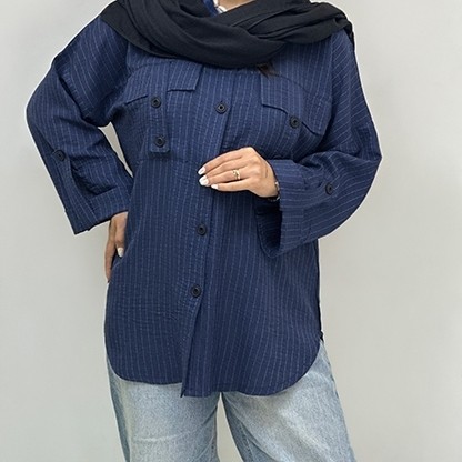 شومیز شانتون راه راه ( فروش فوق العاده)
