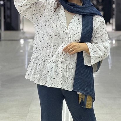 شومیز عروسکی کتان گل گلی