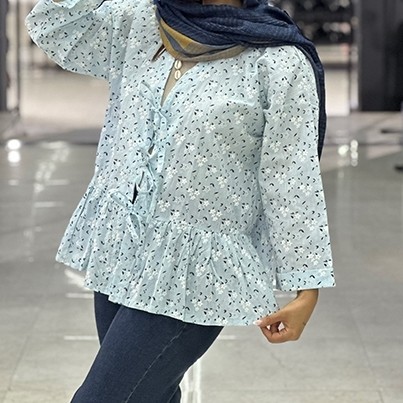 شومیز عروسکی کتان گل گلی