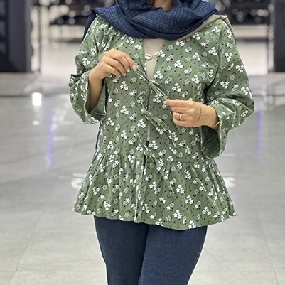 شومیز عروسکی کتان گل گلی
