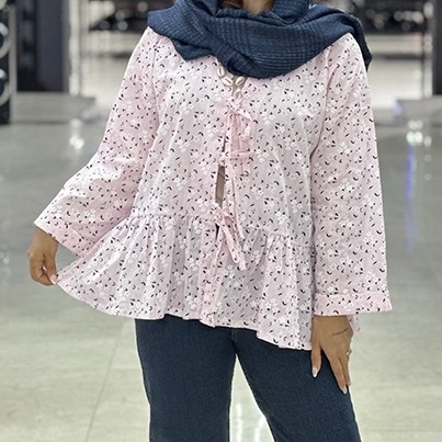 شومیز عروسکی کتان گل گلی