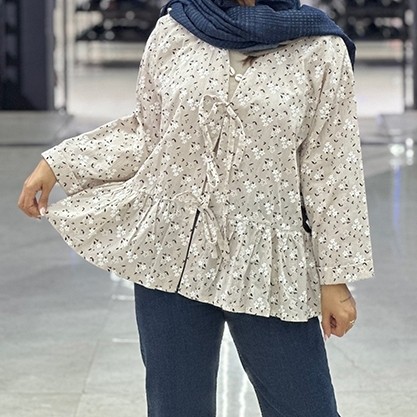 شومیز عروسکی کتان گل گلی