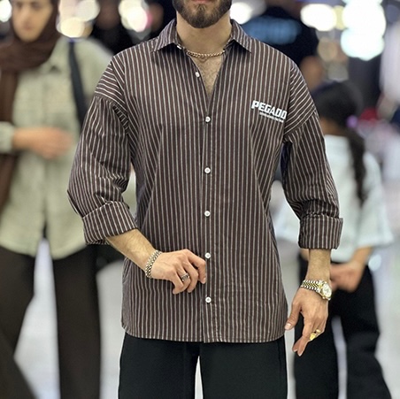پیراهن مردانه بلند راه راه