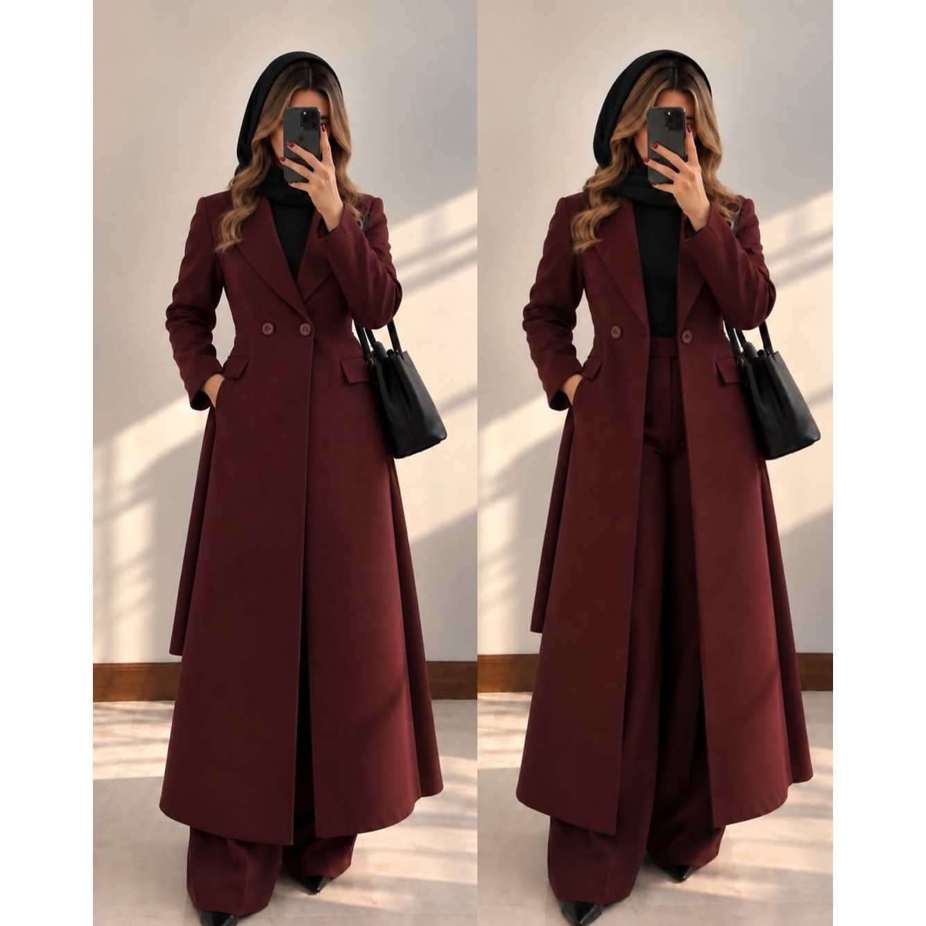 پالتو زنانه یقه انگلیسی دو دگمه شیک لاکچری
