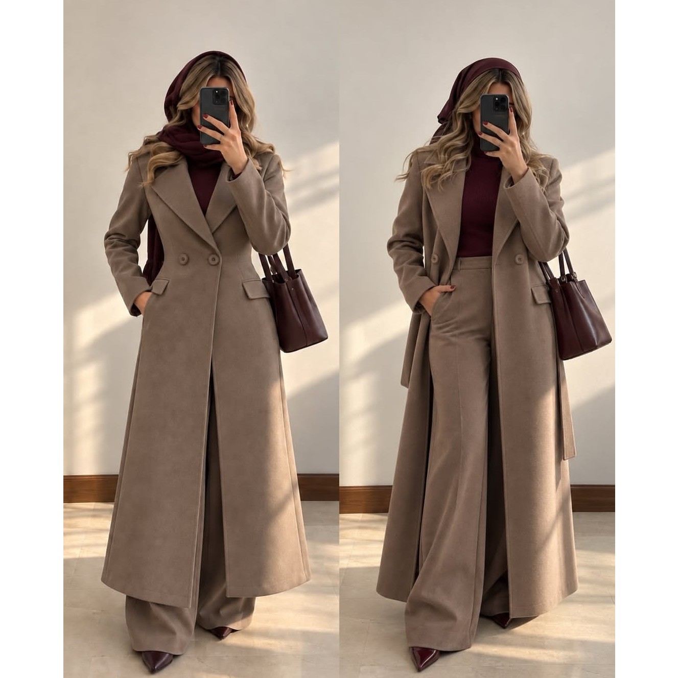 پالتو زنانه یقه انگلیسی دو دگمه شیک لاکچری