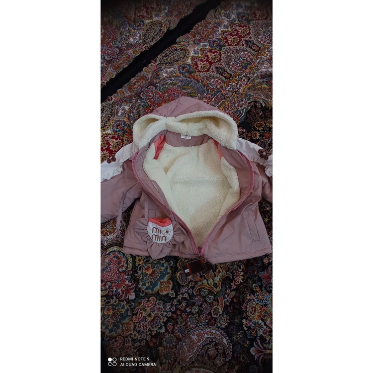 کاپشن دخترانه داخل خز همراه کیف